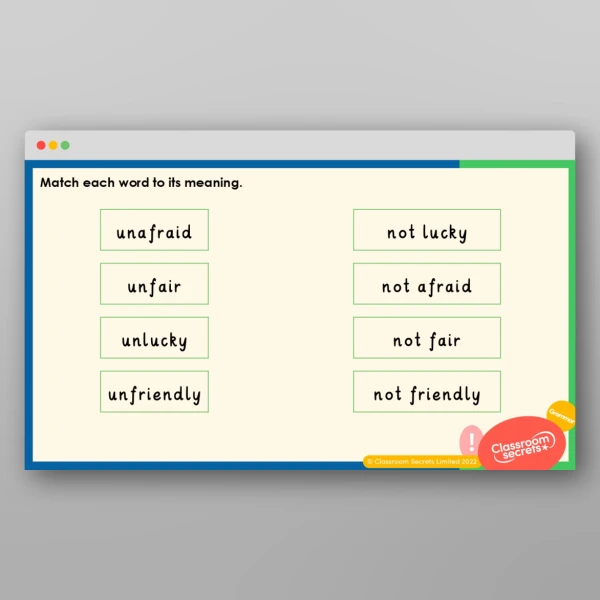 An image of the Removing 'un-' Teaching PPT Resource