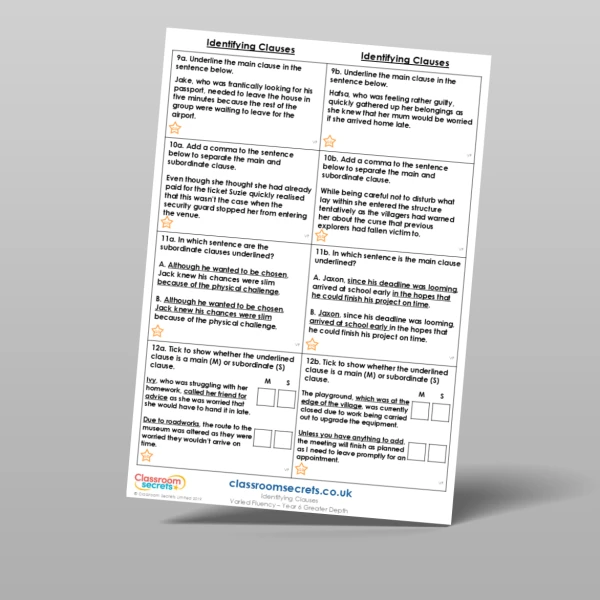 An image of the Free Identifying Clauses Varied Fluency Resource