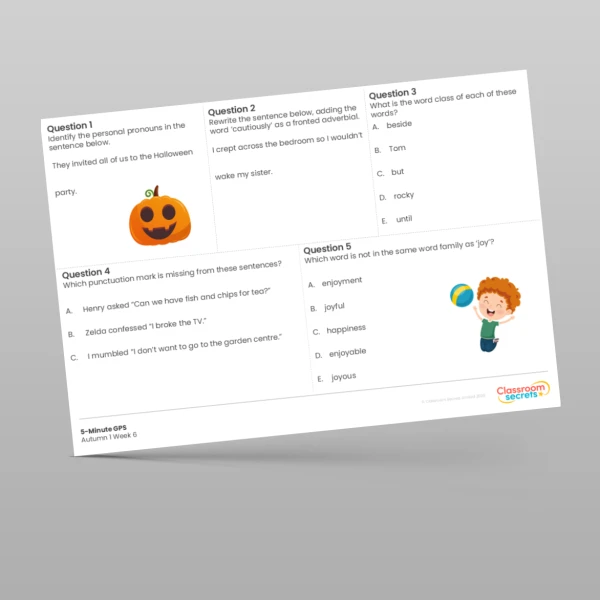 An image of the 5-Minute GPS Autumn 1 Week 6 Resource