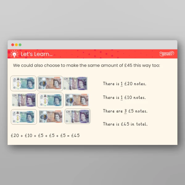 An image of the Choose Notes and Coins Teaching PPT Resource
