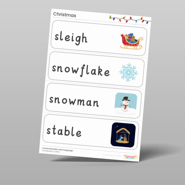 An image of the Christmas Vocabulary Cards Resource