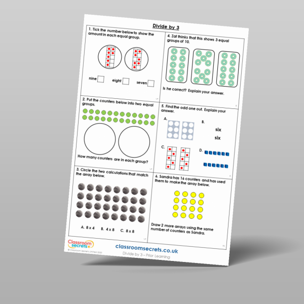 Year 3 Divide By 3 Prior Learning Resource | Classroom Secrets