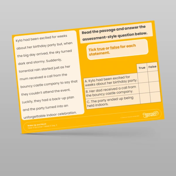 An image of the Summer 1 Week 5 Wake Up and Work Resource