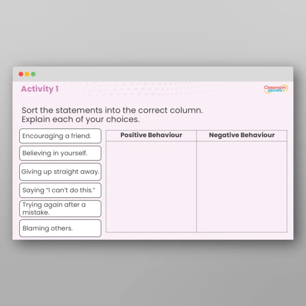 An image of the UKS2 Values - Positivity Resource