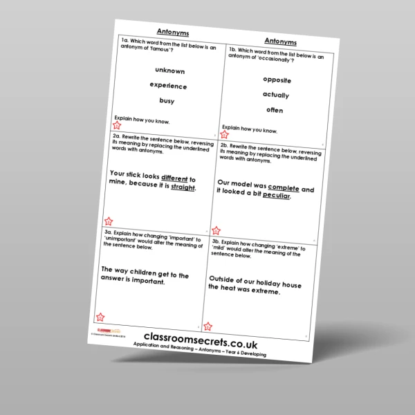 An image of the Antonyms Application and Reasoning Resource