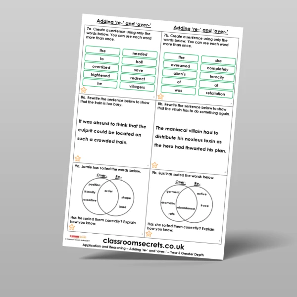 An image of the Adding 're-' and 'over-' Application and Reasoning Resource