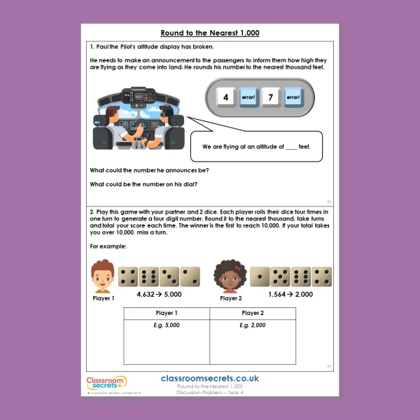 Year 4 Round to the Nearest 1,000 Place Value Deeper Reasoning Discussion Problem