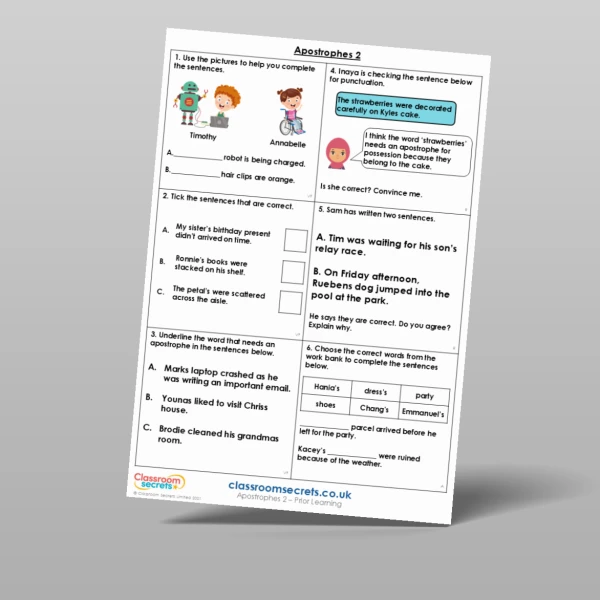 An image of the Apostrophes 2 Prior Learning Resource