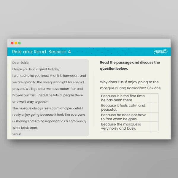 An image of the Rise and Read Ramadan Resource