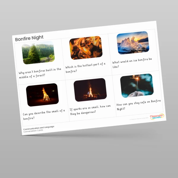 An image of the Bonfire Night Conversation Cards Resource