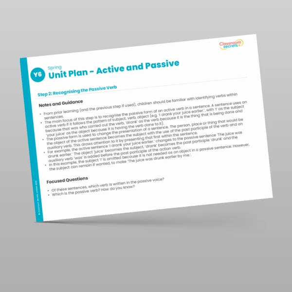 An image of the Active and Passive Unit Plan Resource