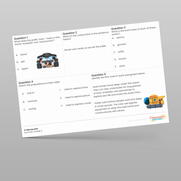 An image of the 5-Minute GPS Summer 2 Week 5 Resource