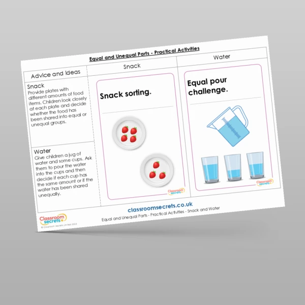 An image of the Equal and Unequal Parts Practical Activities Resource