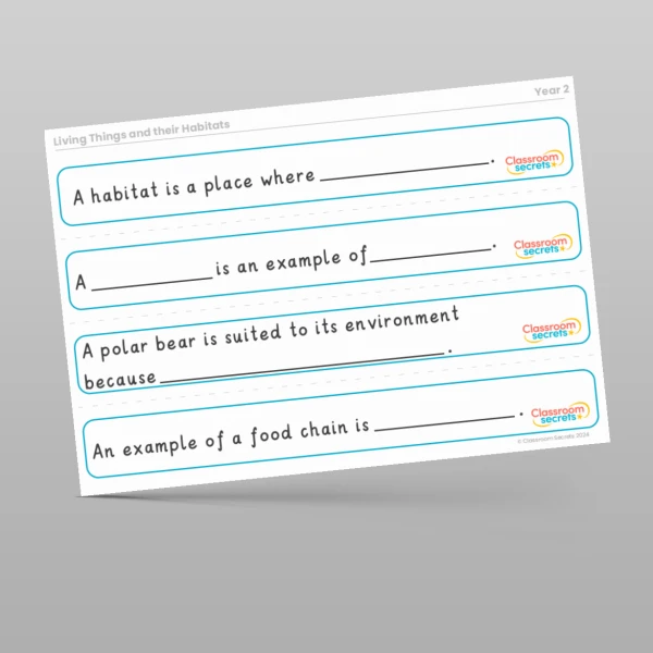 An image of the Living Things and their Habitats Stem Sentences Resource