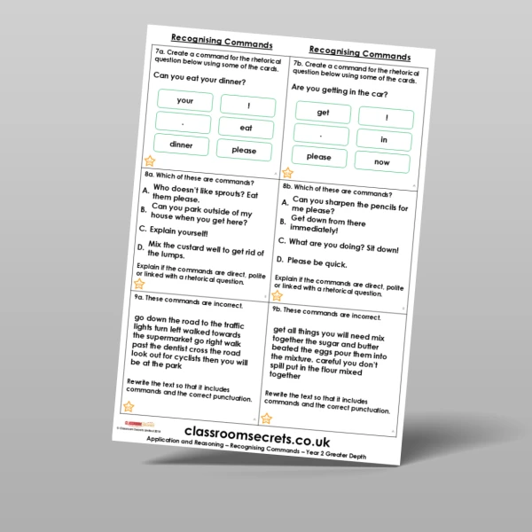 An image of the Recognising Commands Application and Reasoning Resource