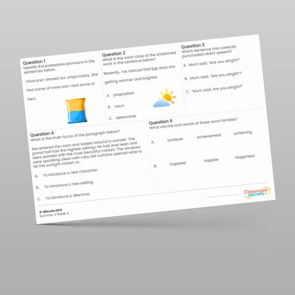 An image of the 5-Minute GPS Summer 2 Week 4 Resource