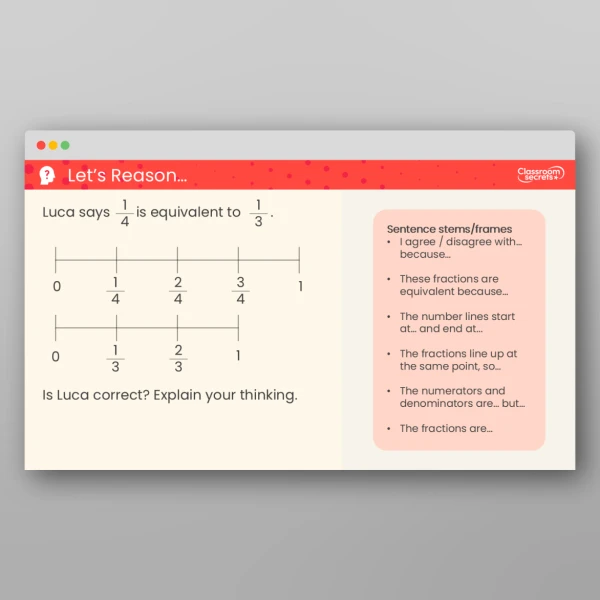 An image of the Equivalent Fractions on a Number Line Teaching PPT Resource