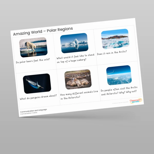 An image of the Amazing World - Polar Regions Conversation Cards Resource
