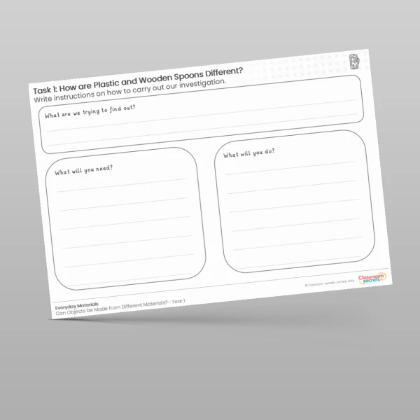 An image of the Lesson 3: Spoon Investigation Worksheet Resource