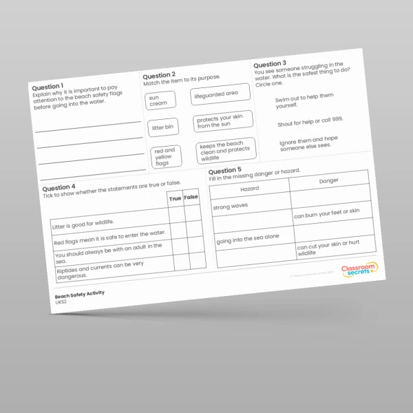 An image of the UKS2 Beach Safety Activity Resource