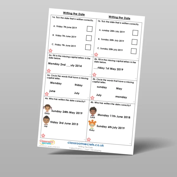 An image of the Writing the Date Varied Fluency Resource