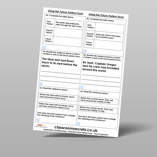 An image of the Using the Future Perfect Form Application and Reasoning Resource