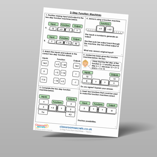 Year 6 2 Step Function Machines Mixed Activity Resource | Classroom Secrets