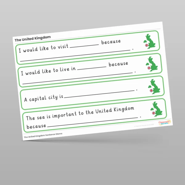 An image of the The UK Geography Stem Sentences Resource