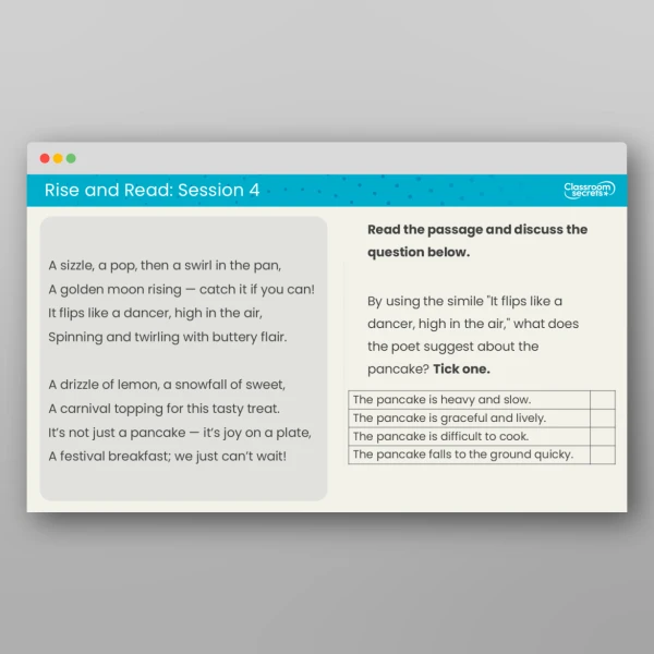 An image of the Rise and Read Pancake Day Resource