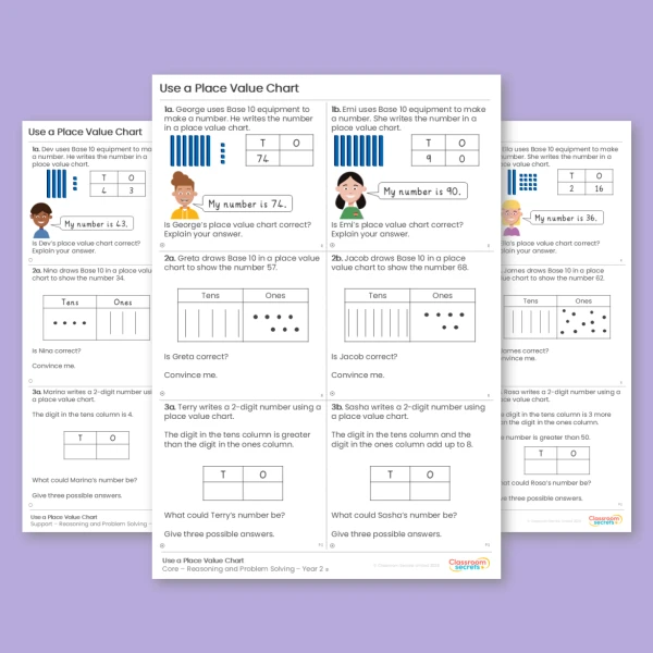 Year 2 Use a Place Value Chart Reasoning and Problem Solving