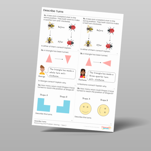 Year 2 Describe Turns Reasoning And Problem Solving 2 Resource ...