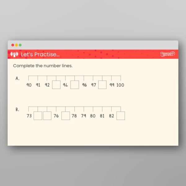 An image of the The Number Line to 100 Teaching PPT Resource