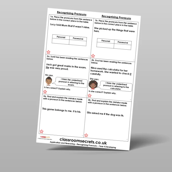 An image of the Recognising Pronouns Application and Reasoning Resource
