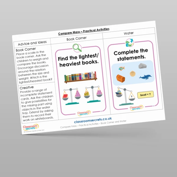 An image of the Compare Mass Practical Activities Resource