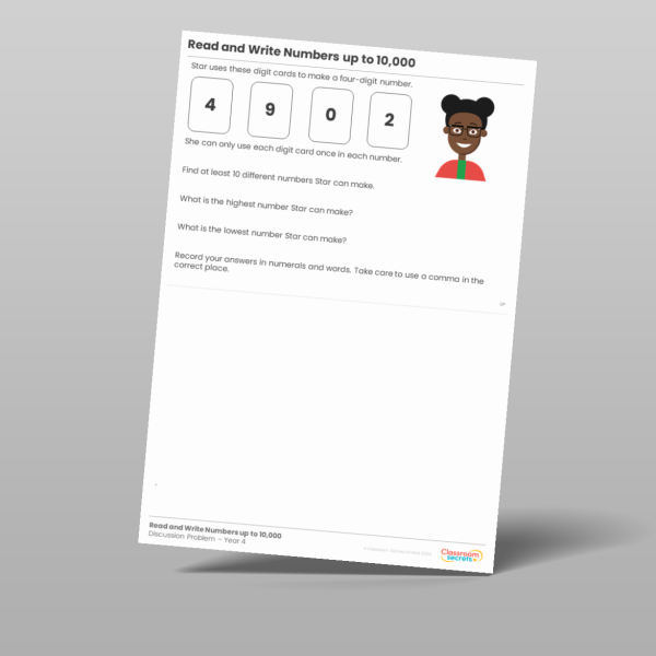 Year 4 Read And Write Numbers Up To 10 000 Discussion Problem Resource ...