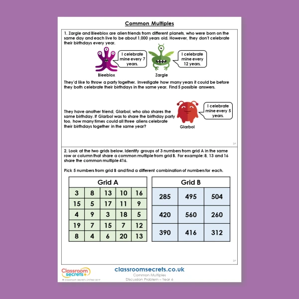 An image of the Common Multiples Discussion Problem Resource