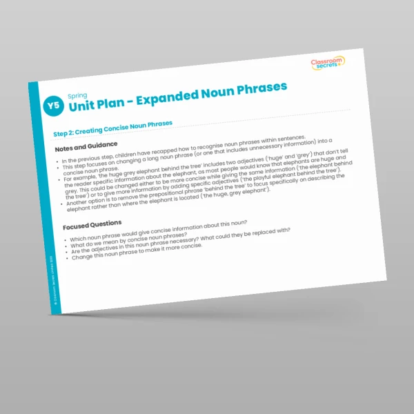 An image of the Expanded Noun Phrases Unit Plan Resource