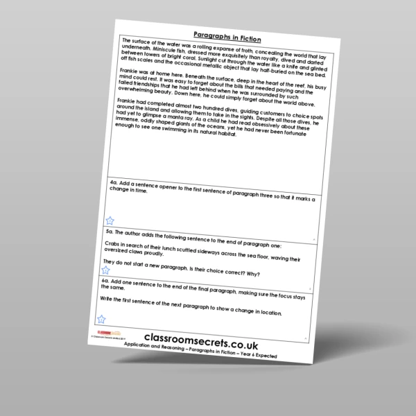 An image of the Paragraphs in Fiction Application and Reasoning Resource