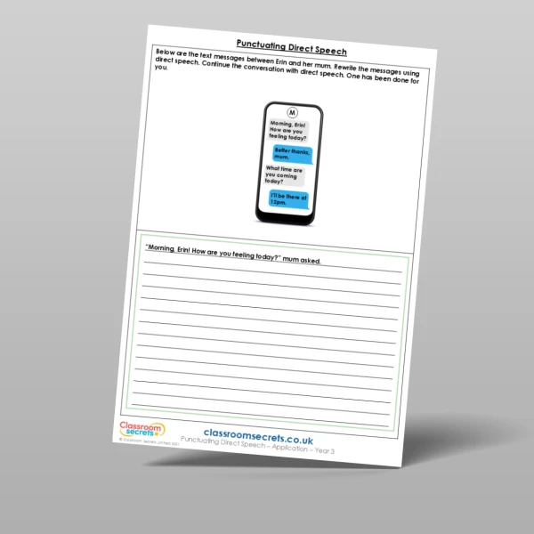 An image of the Punctuating Direct Speech Application Resource