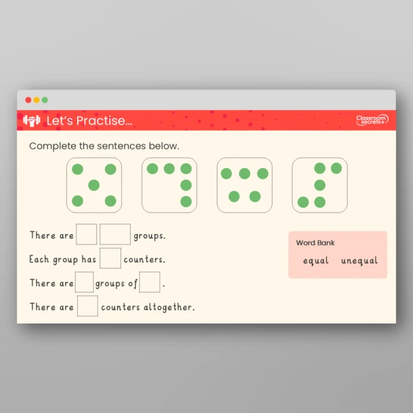 An image of the Free Recognise Equal Groups Teaching PPT Resource