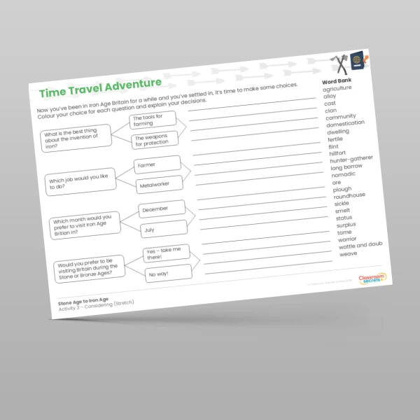An image of the Time Travel Adventure - Stone Age to Iron Age Resource