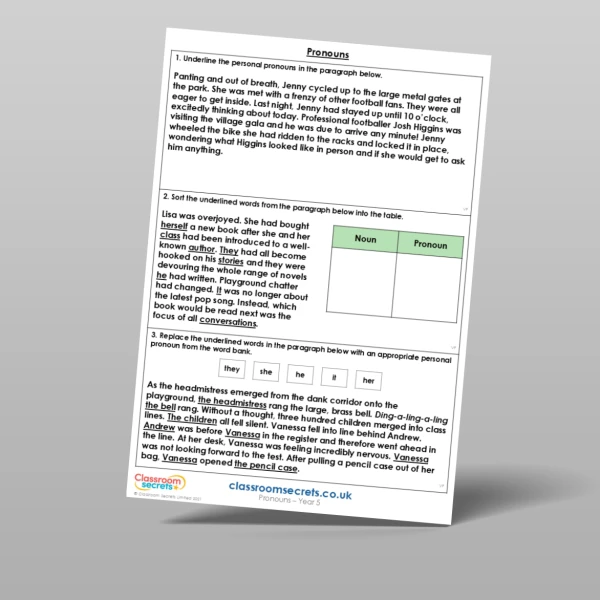 An image of the Free Pronouns Mixed Activity Resource