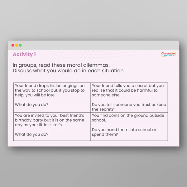An image of the LKS2 What Is a Moral Dilemma? PPT Resource
