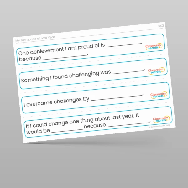 An image of the Memories of Last Year Stem Sentences Resource