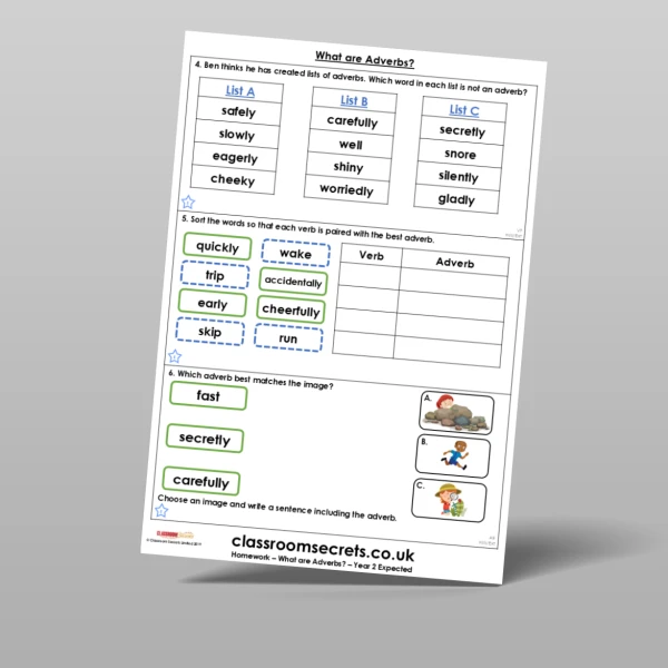 An image of the What are Adverbs? Homework Resource