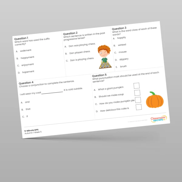 An image of the 5-Minute GPS Autumn 1 Week 5 Resource