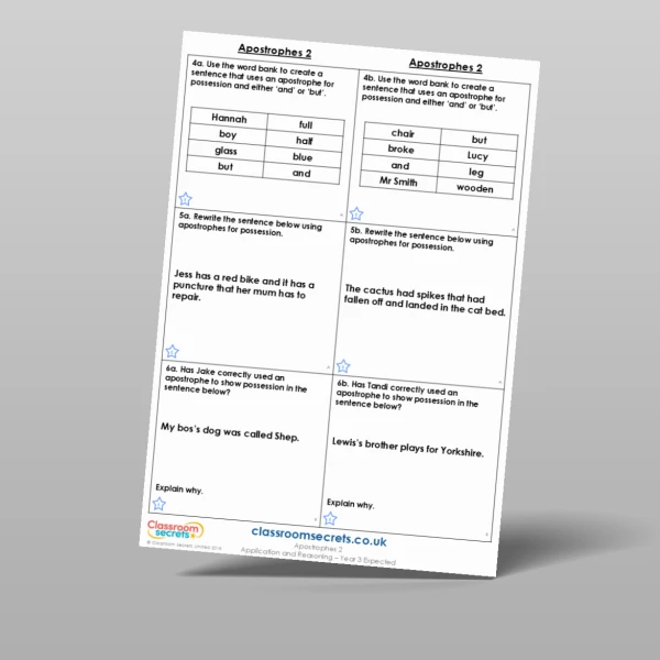 An image of the Apostrophes 2 Application and Reasoning Resource