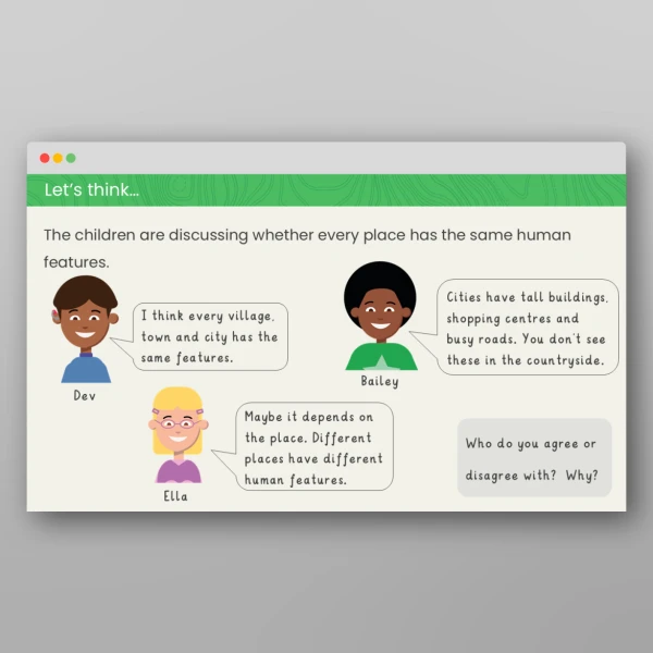 An image of the What are the Human Features in my Area? Geography PPT Resource