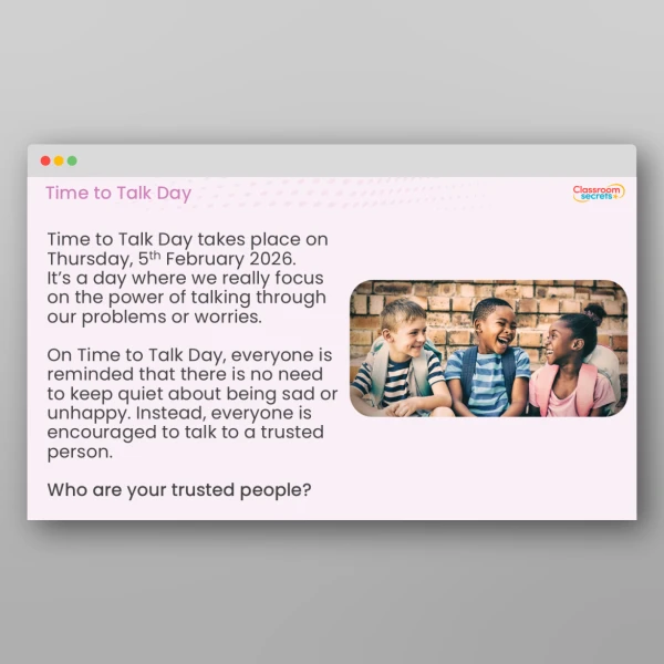 An image of the Time to Talk Day Whole School Assembly Resource