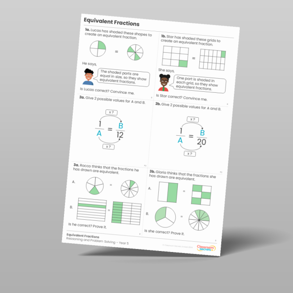 Year 5 Equivalent Fractions Reasoning And Problem Solving Resource ...